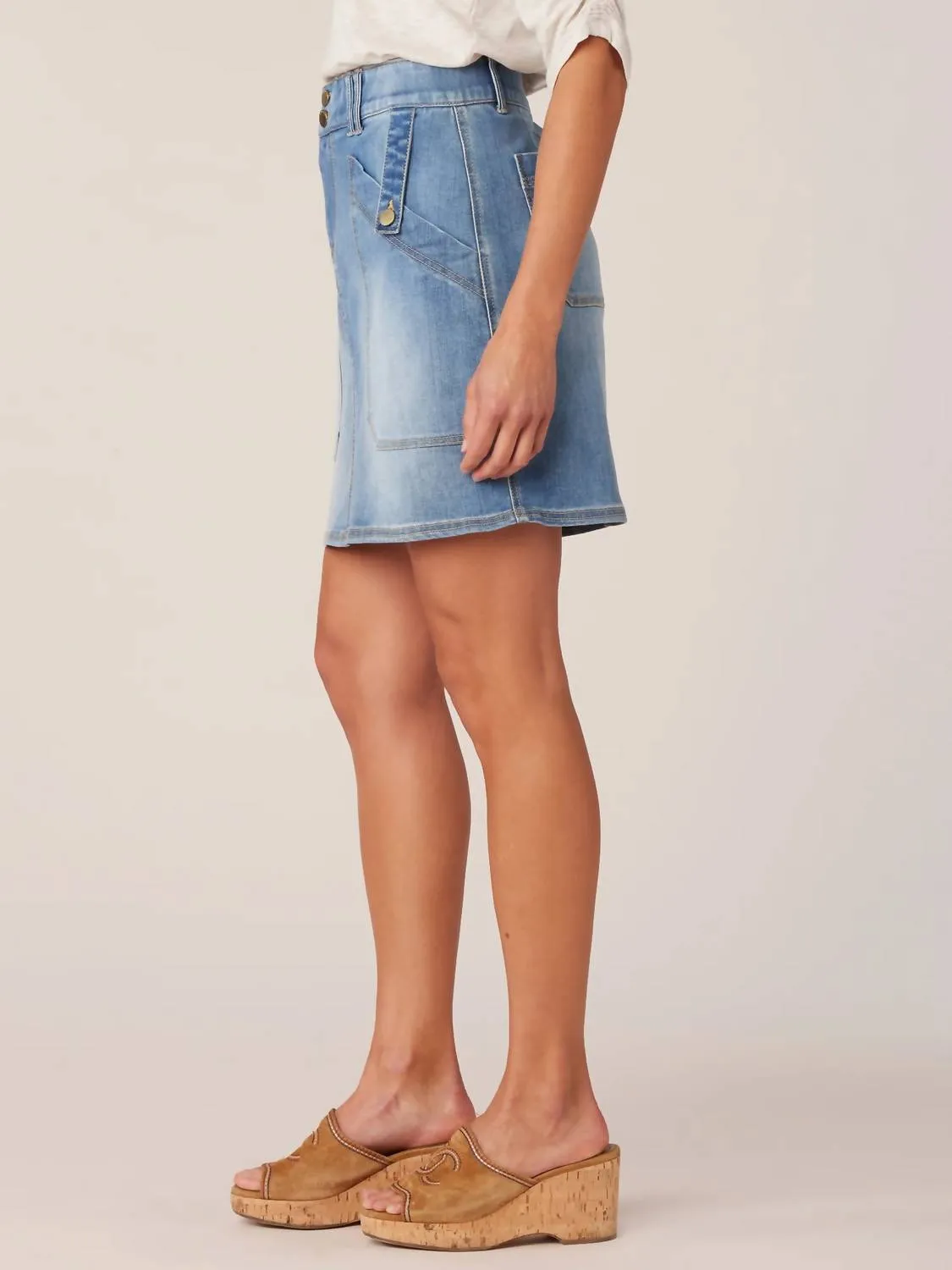 Democracy - High Rise Double Button Skirt with Pockets
