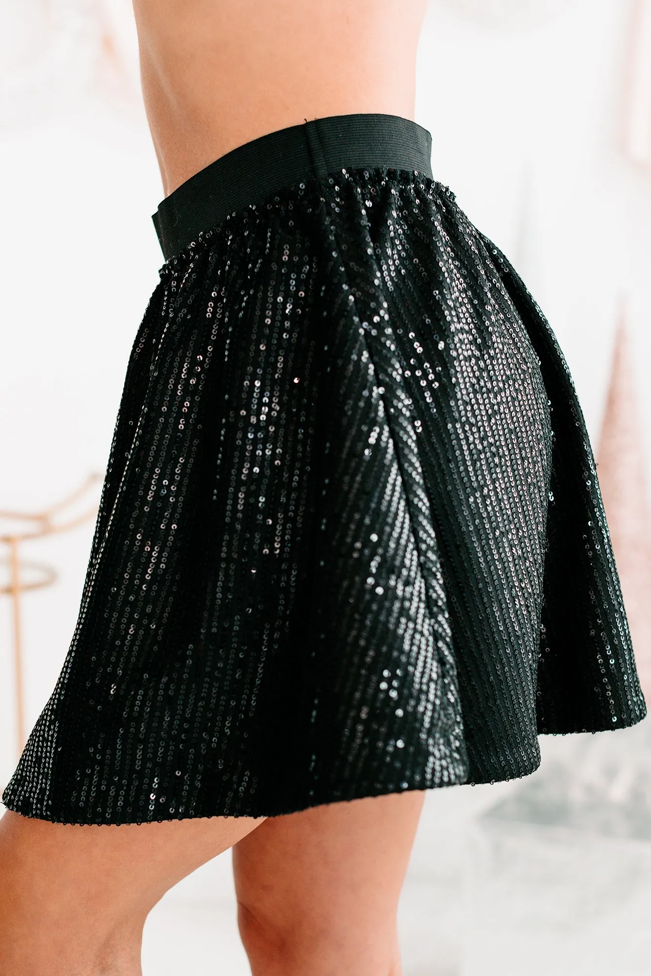 Diva Days Sequin Skater Skirt (Black)