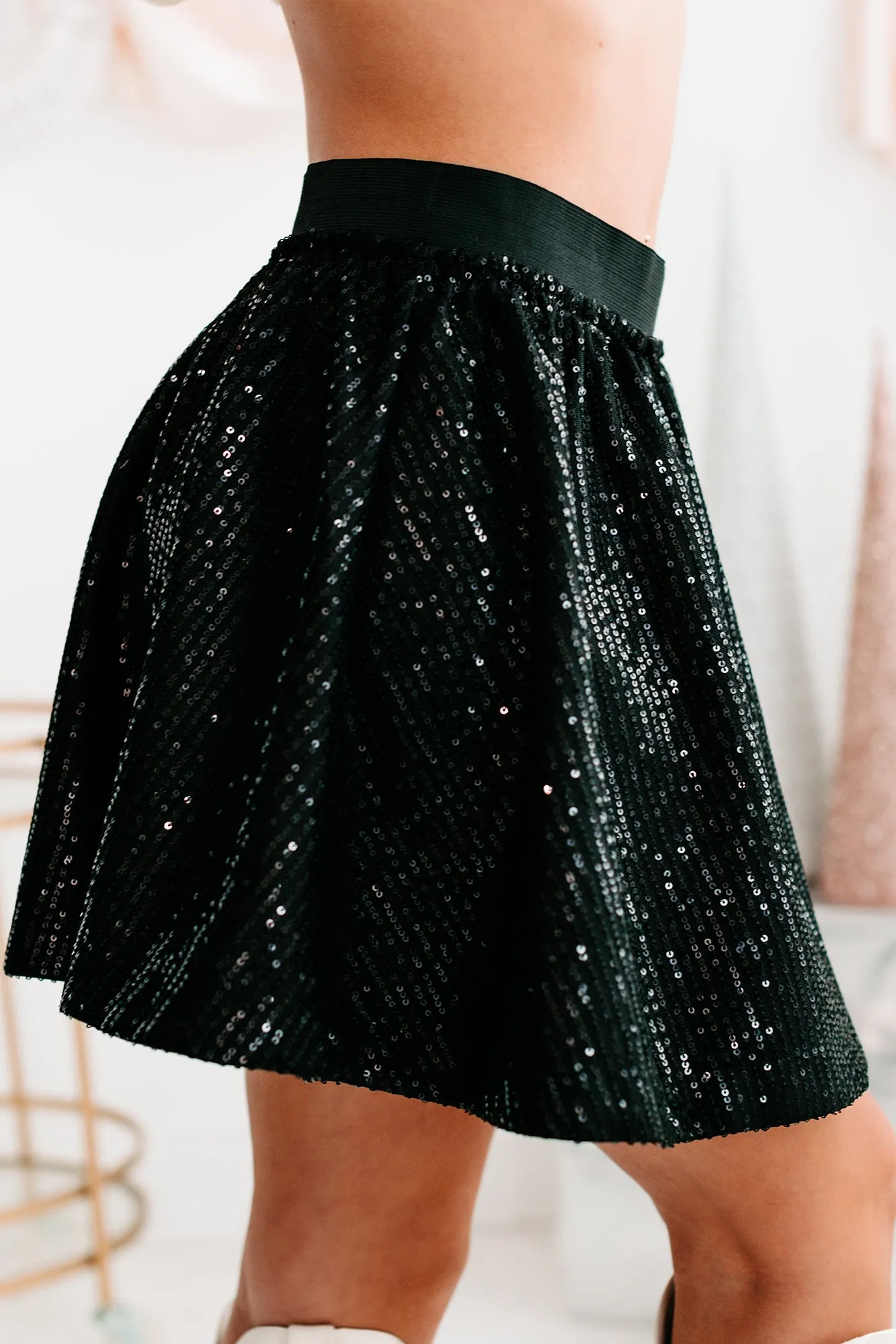 Diva Days Sequin Skater Skirt (Black)