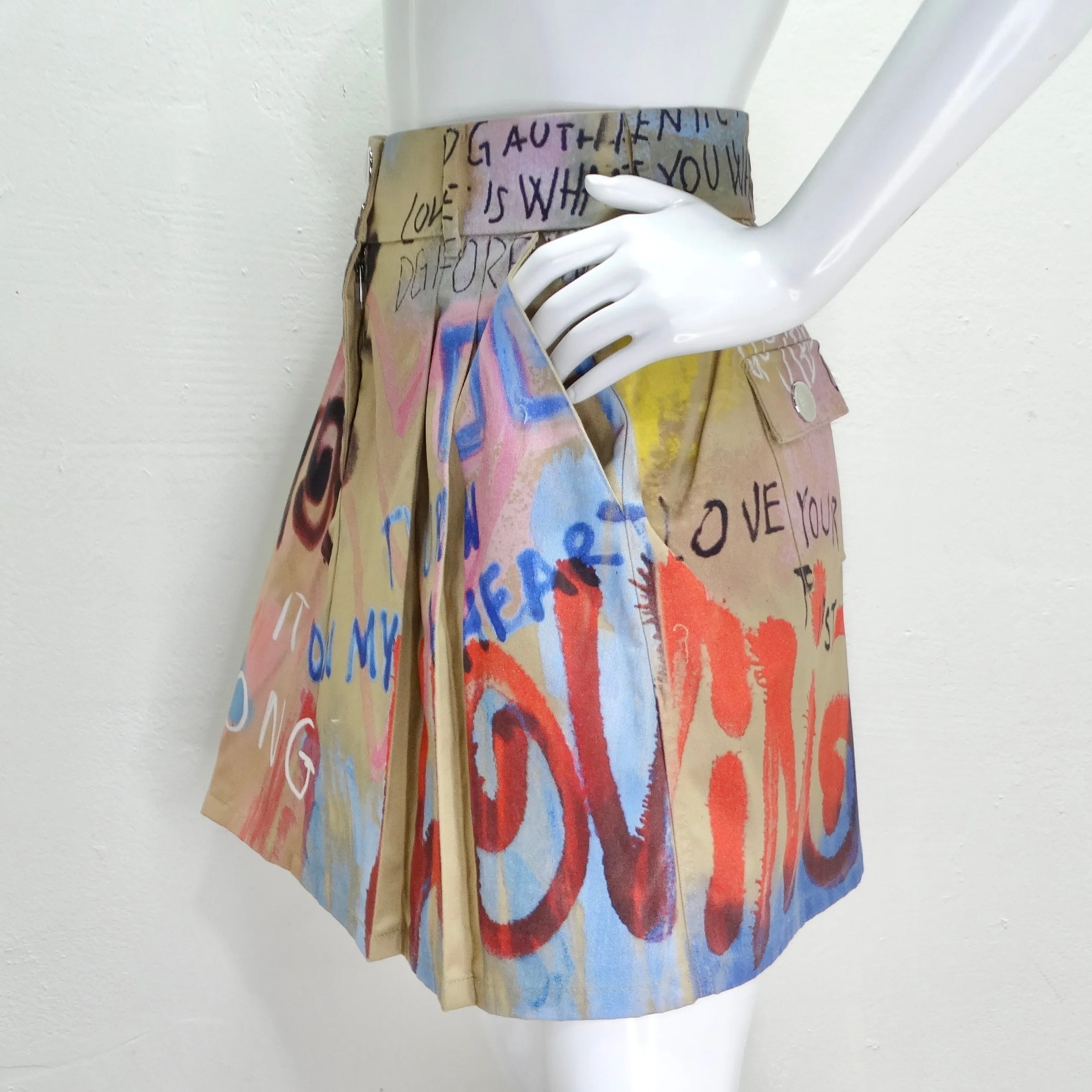 Dolce & Gabbana Graffiti Print Pleated Skirt