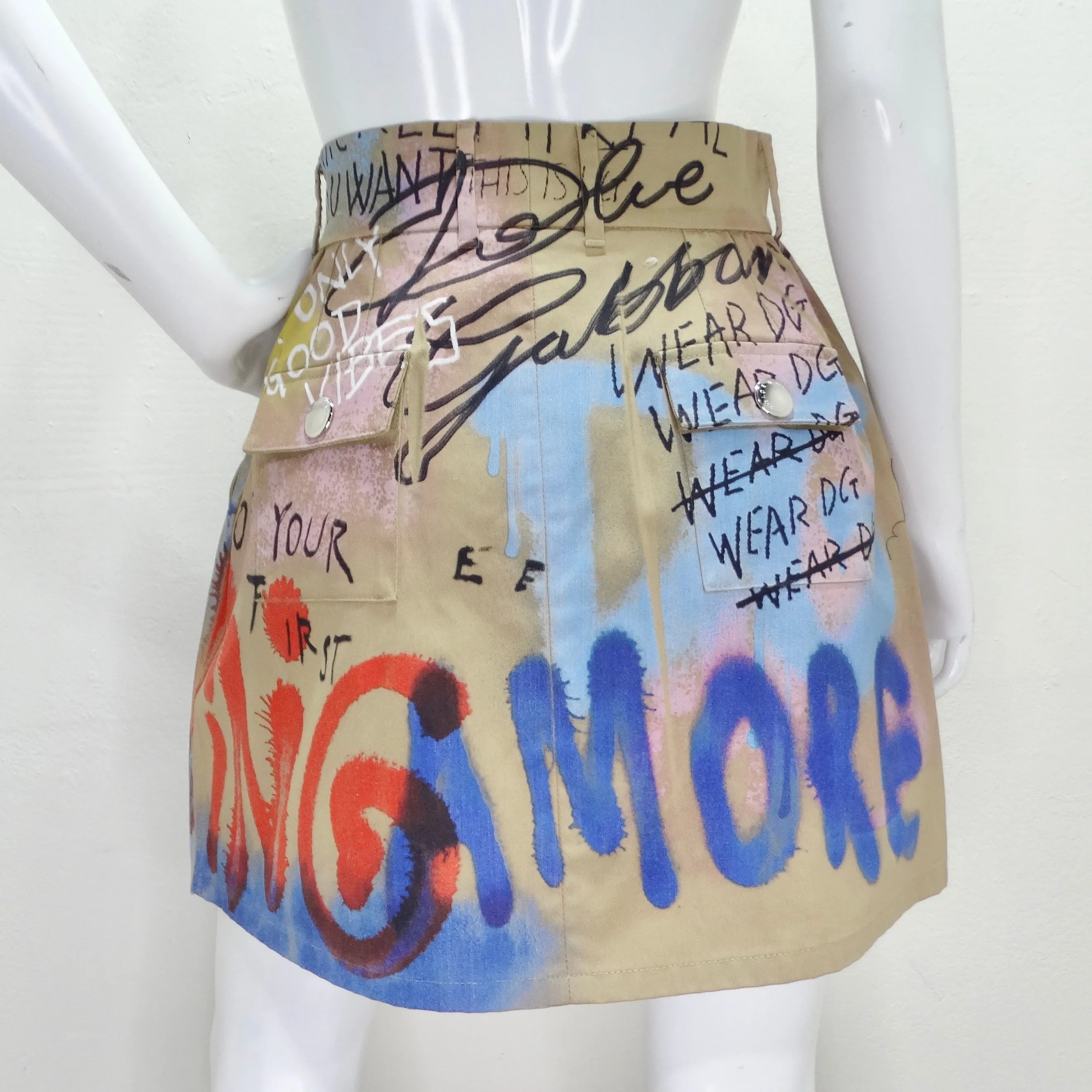 Dolce & Gabbana Graffiti Print Pleated Skirt