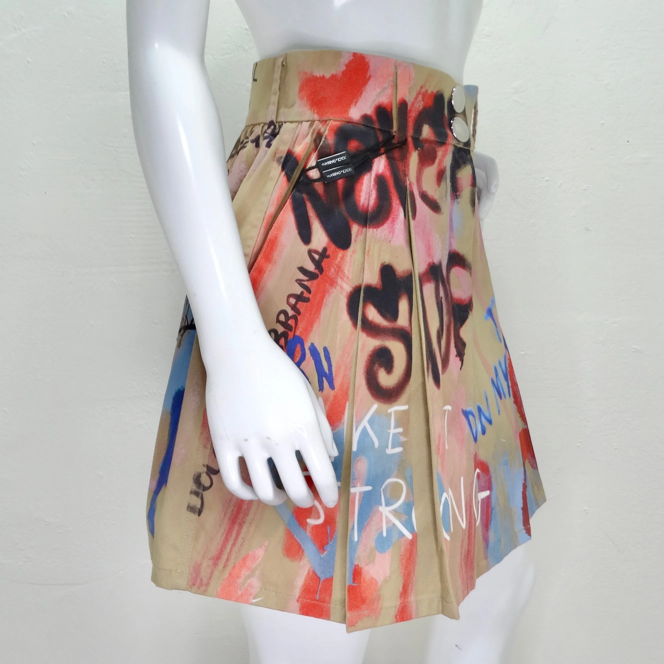 Dolce & Gabbana Graffiti Print Pleated Skirt