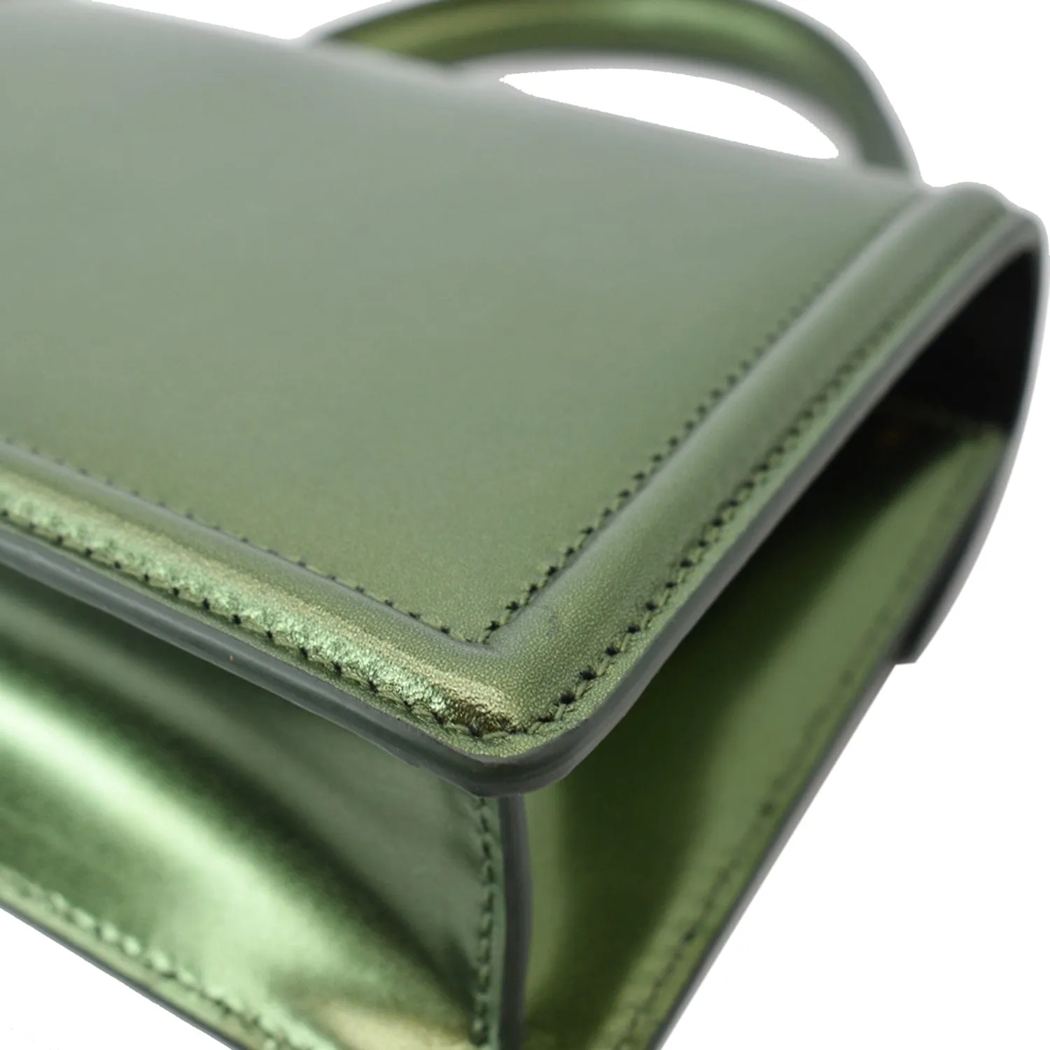 DOLCE & GABBANA Small Devotion Nappa Mordore Leather Top Handle Shoulder Bag Green - 10% Off