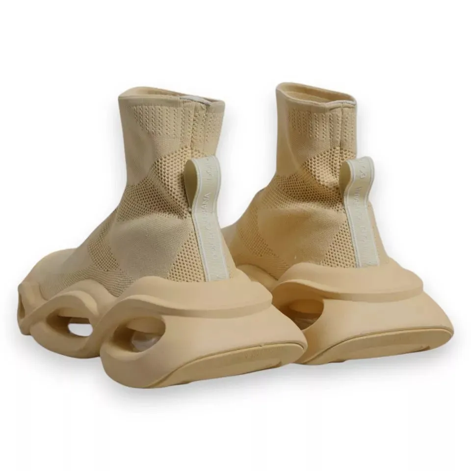 Dolce&Gabbana Men Beige Sneakers Polyester High Top Socks Trainer Shoes Sz EU 44