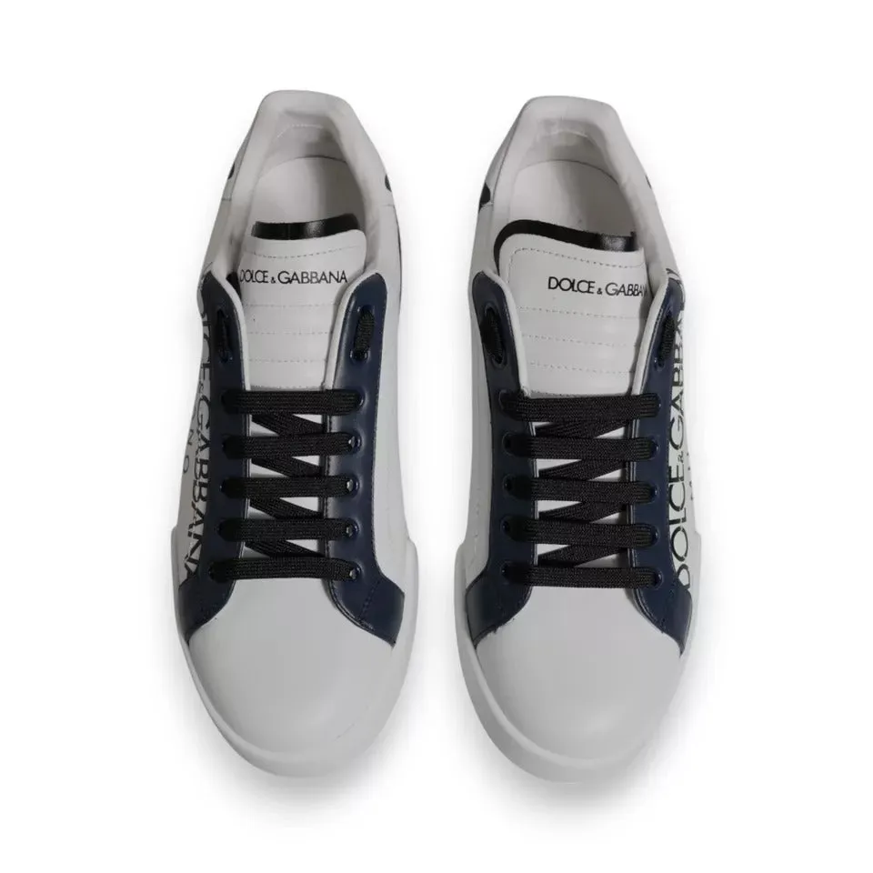 Dolce&Gabbana Men White Sneakers 100% Leather Lace Up Casual Trainer Shoes EU 42