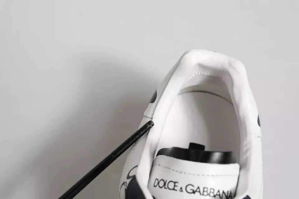 Dolce&Gabbana Men White Sneakers 100% Leather Lace Up Casual Trainer Shoes EU 42