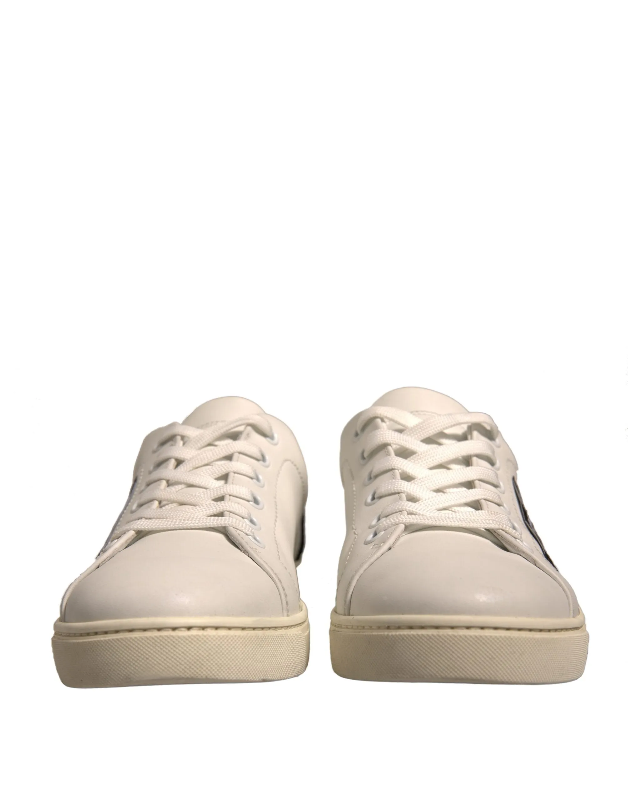 Dolce&Gabbana Women Ivory Sneakers 100% Leather Low Top Flat Trainer Shoes EU 38
