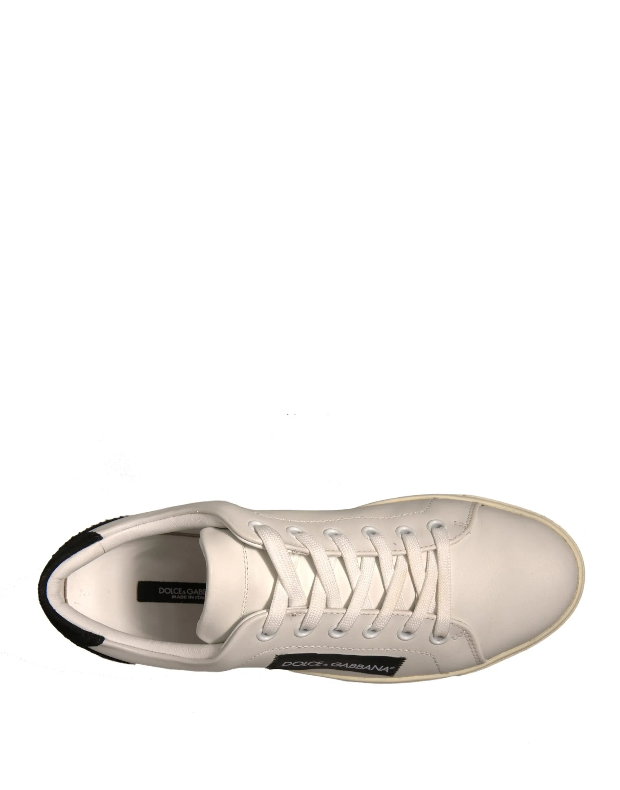 Dolce&Gabbana Women Ivory Sneakers 100% Leather Low Top Flat Trainer Shoes EU 38