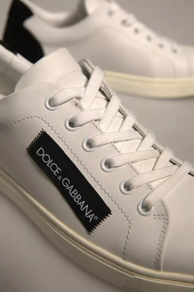 Dolce&Gabbana Women Ivory Sneakers 100% Leather Low Top Flat Trainer Shoes EU 38