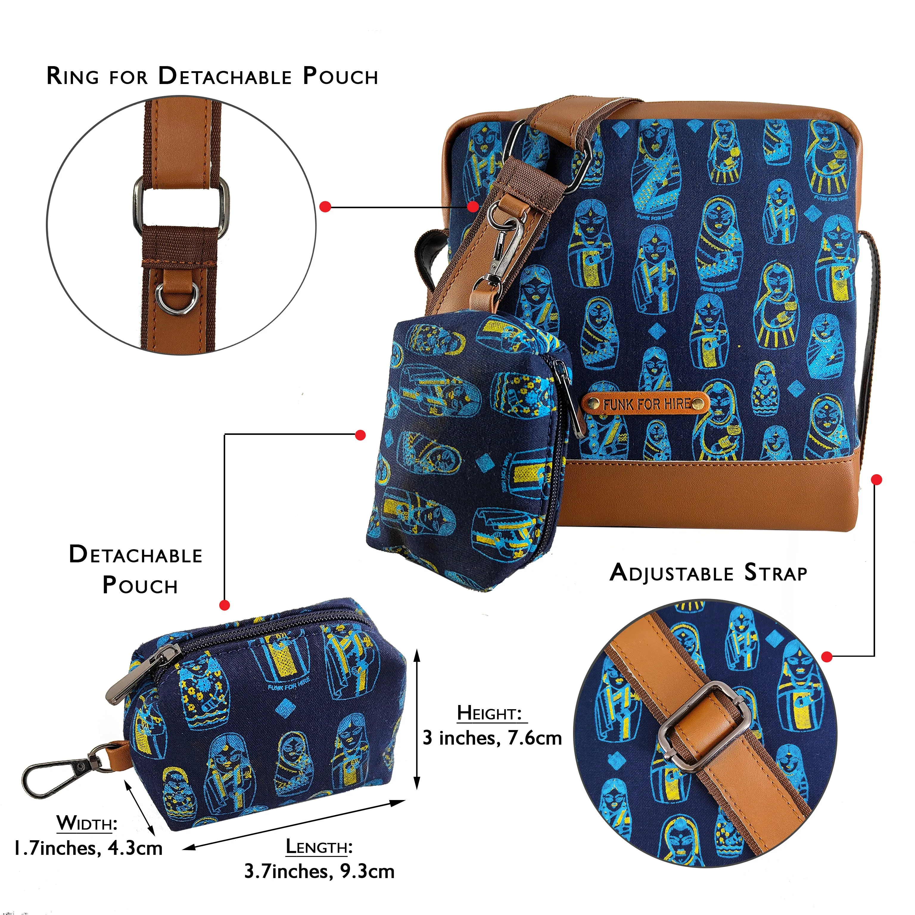 Doll Box Pouch Sling Bag Navy