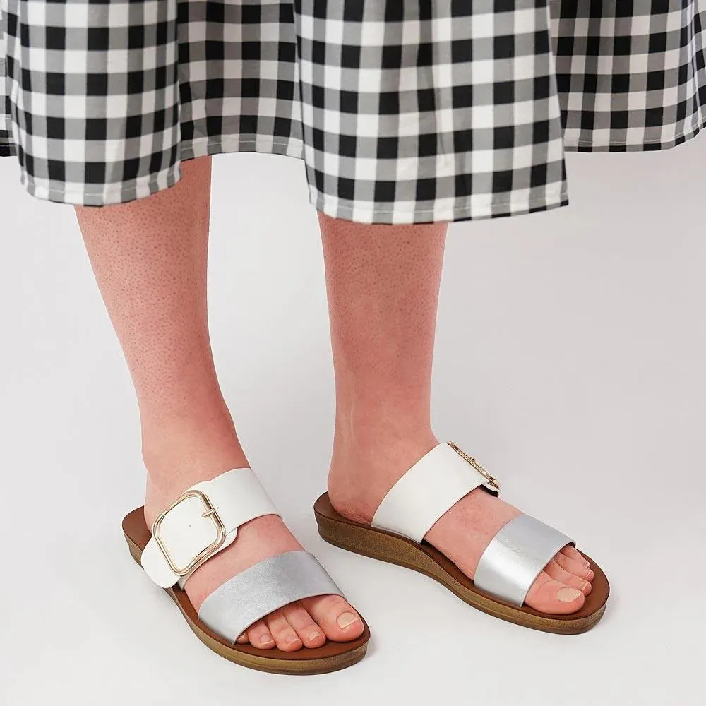 Doti Slides Silver & White