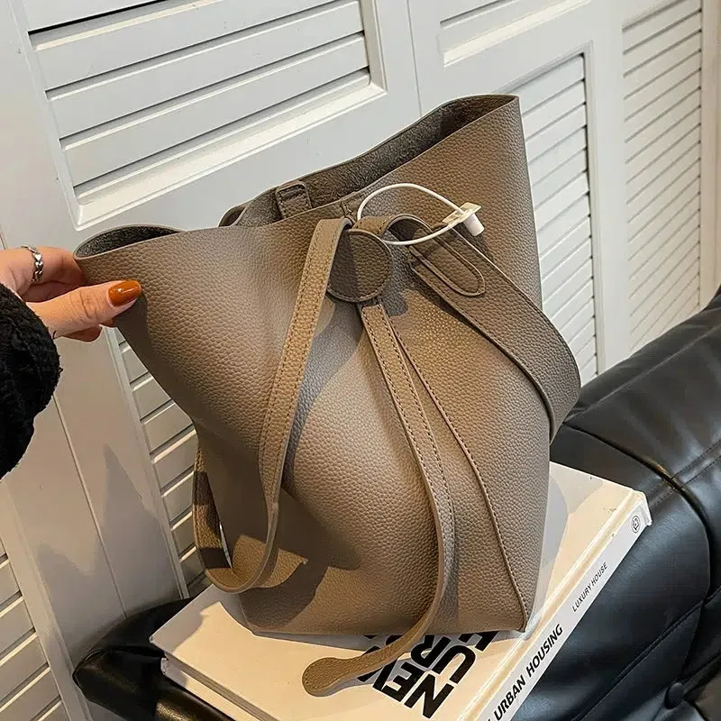 Drawstring Closure Minimalist Bucket Bag