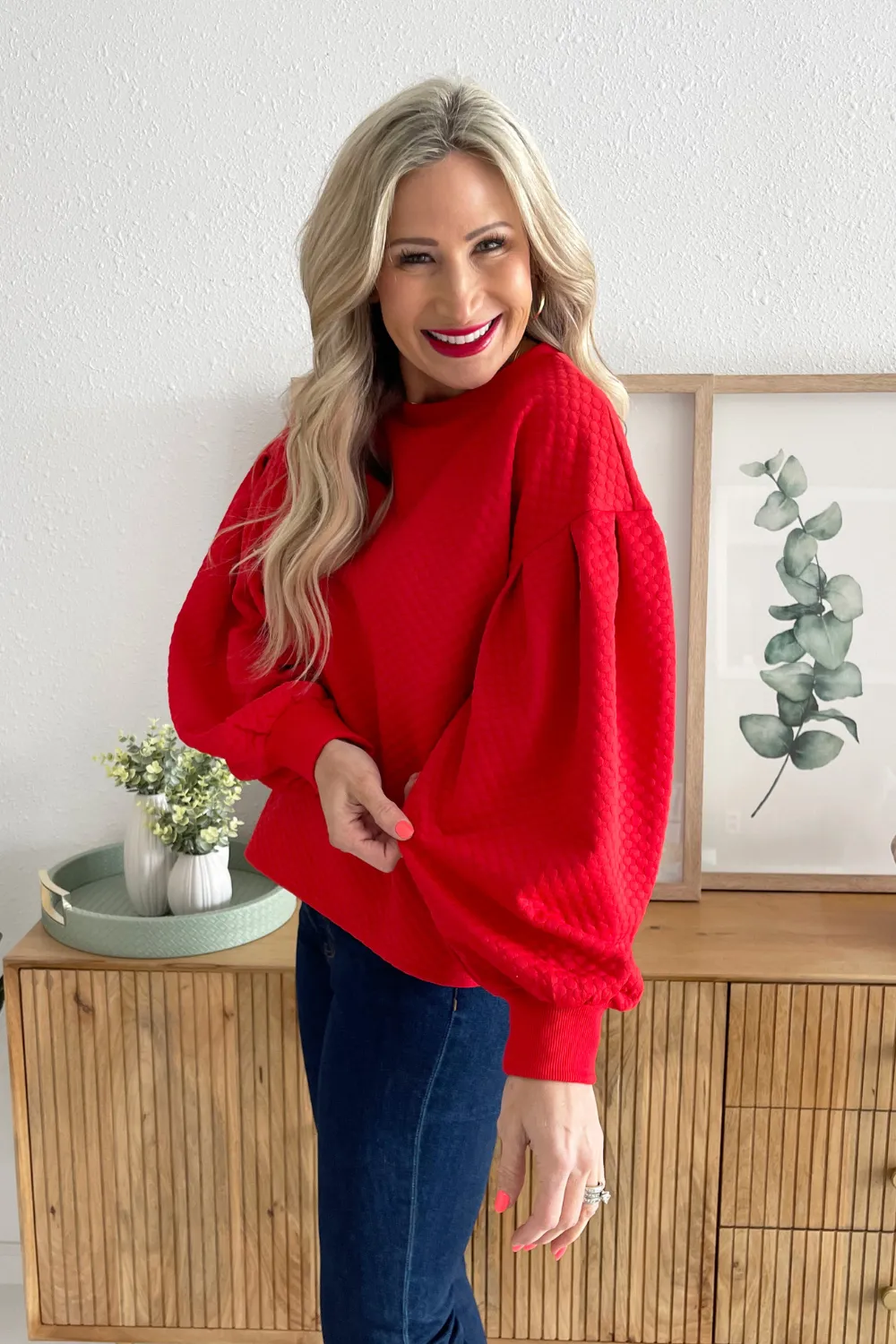 Drop Shoulder Quilted Sweatshirt