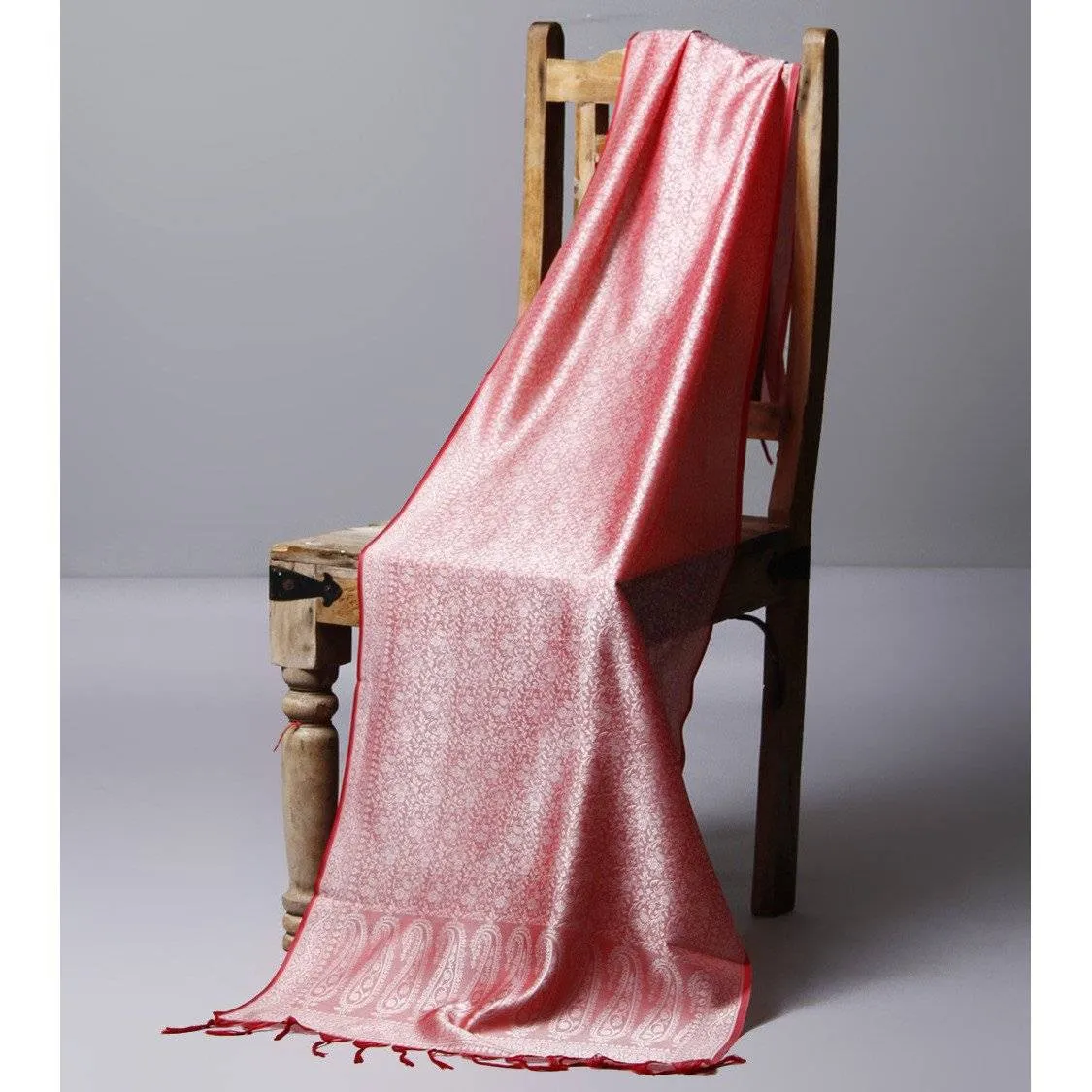 Dull Red Cotton Silk Stole