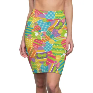 Easter Egg Colorful Womens Pencil Skirt - Saiko Studio