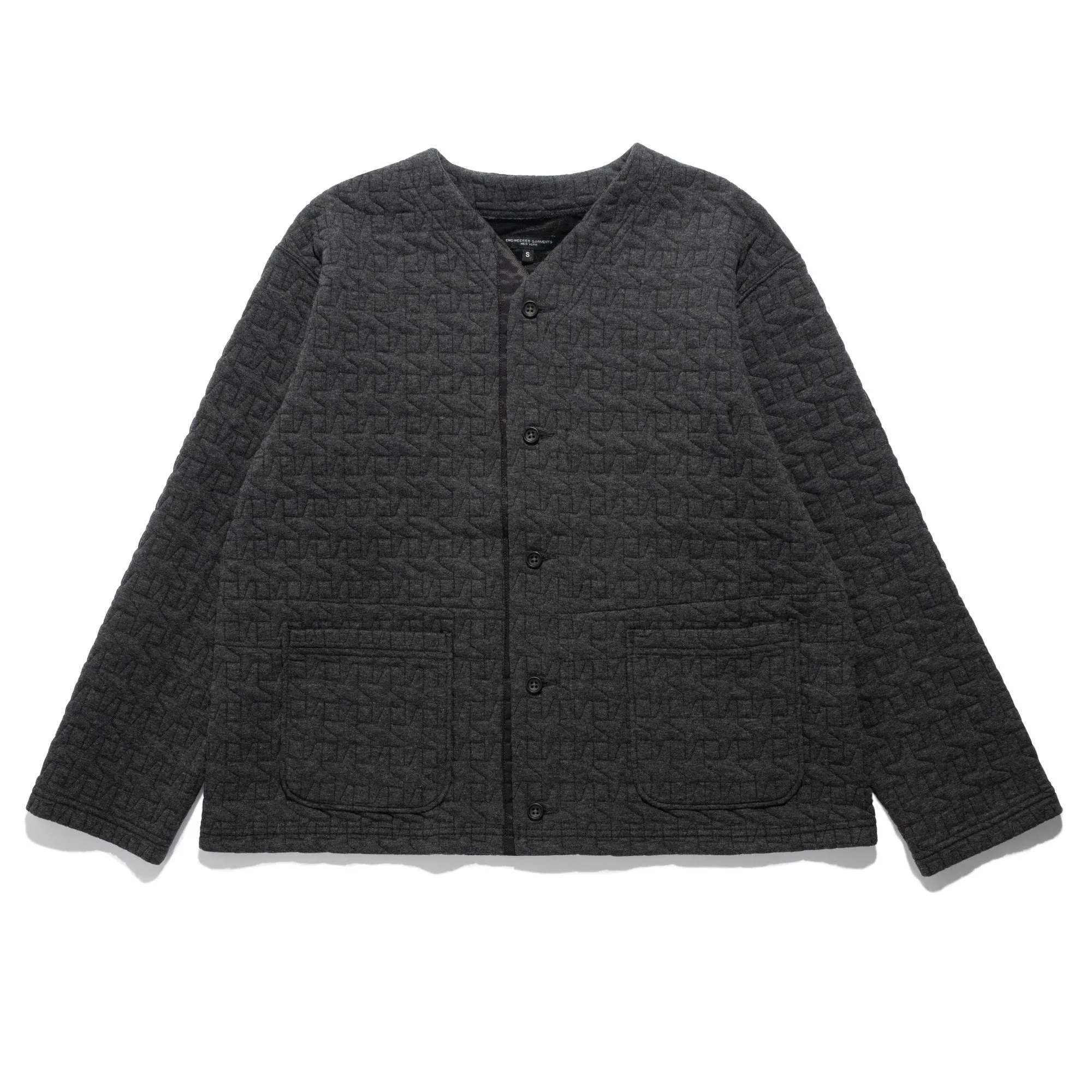 EG Quilted Knit Cardigan Charcoal 24F1B030