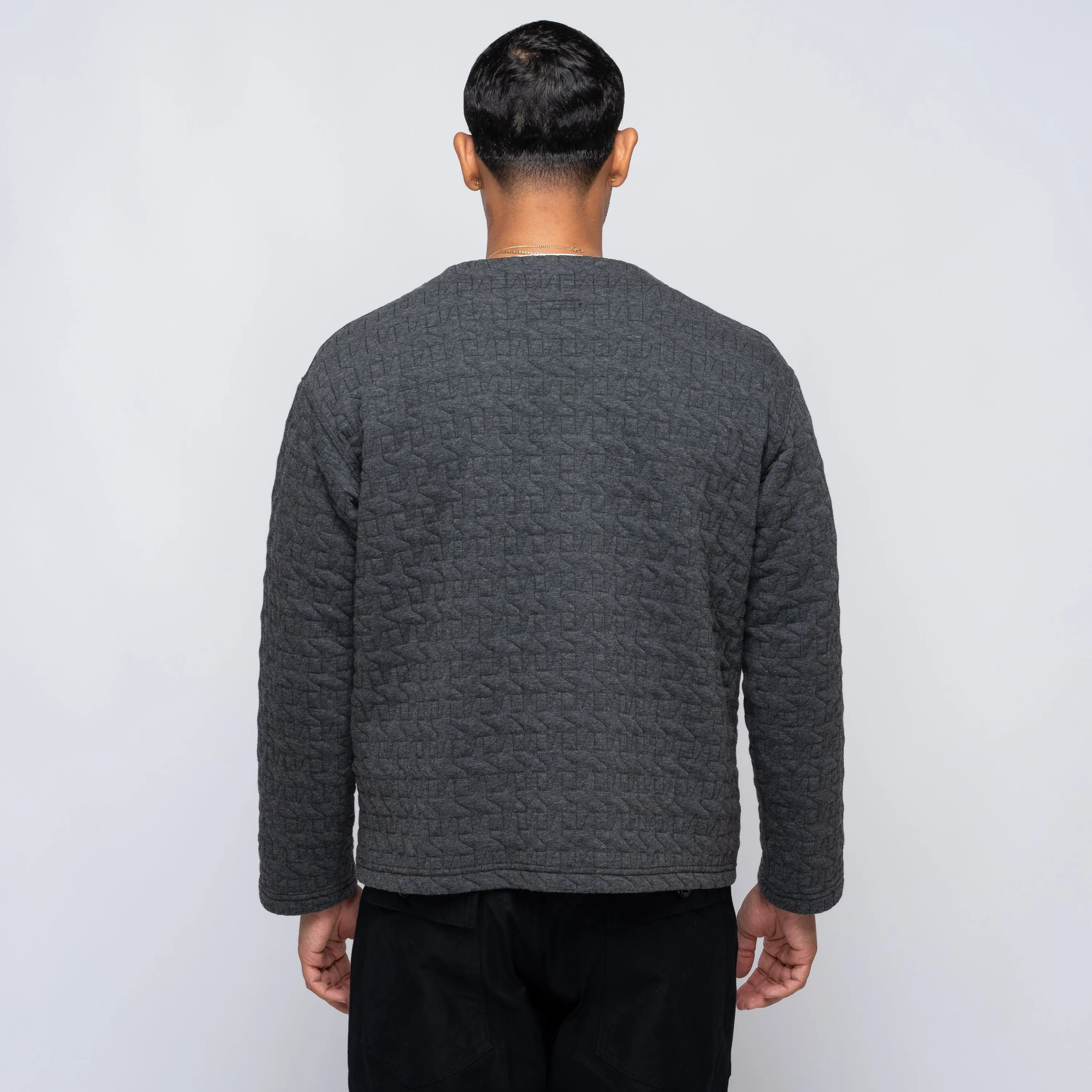 EG Quilted Knit Cardigan Charcoal 24F1B030