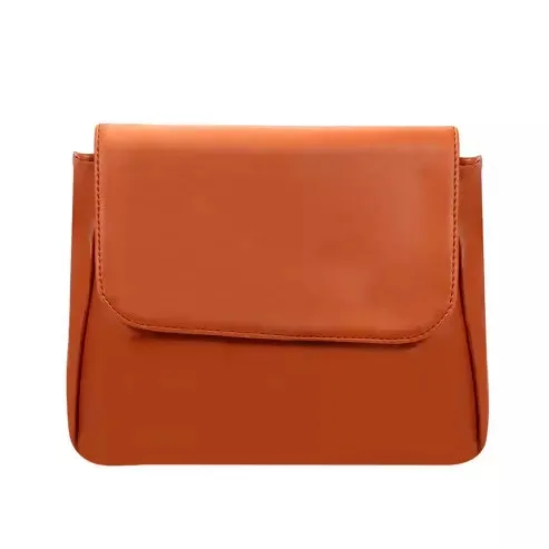 Elegant PU Leather Sling Bag – Classic & Versatile (Brown)