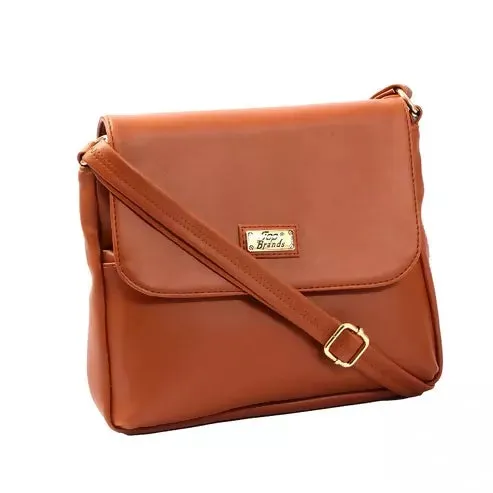 Elegant PU Leather Sling Bag – Classic & Versatile (Brown)