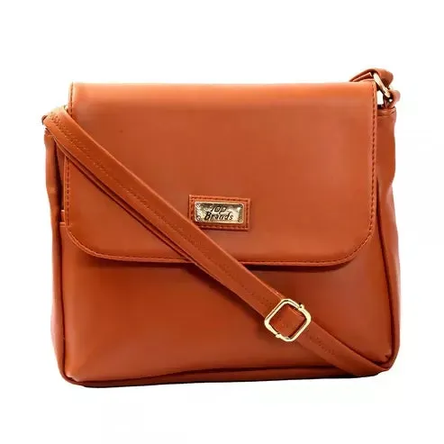 Elegant PU Leather Sling Bag – Classic & Versatile (Brown)