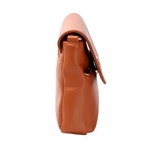 Elegant PU Leather Sling Bag – Classic & Versatile (Brown)