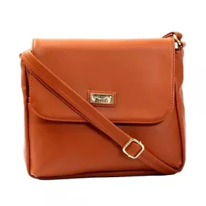 Elegant PU Leather Sling Bag – Classic & Versatile (Brown)