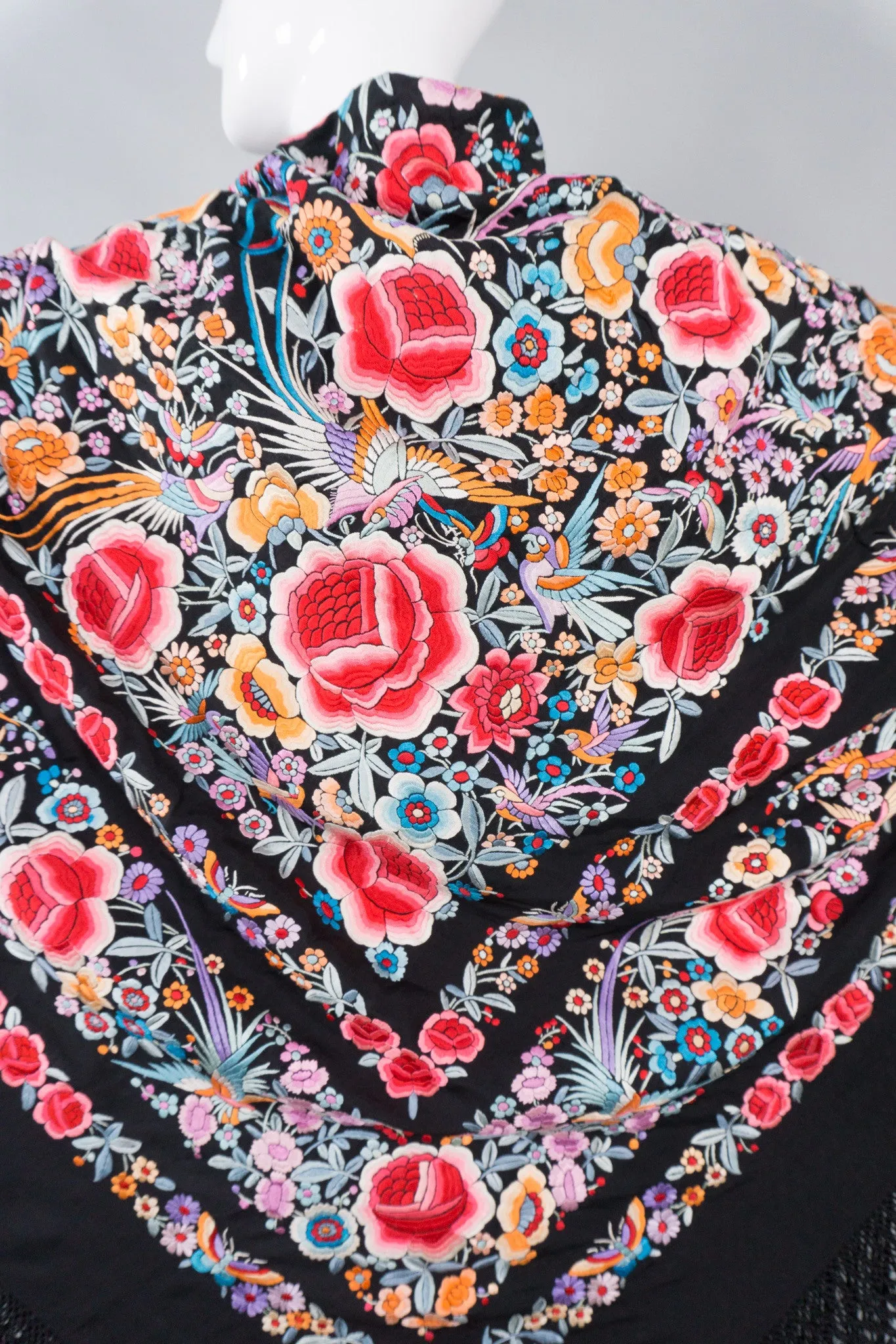 Embroidered Blooms Piano Shawl