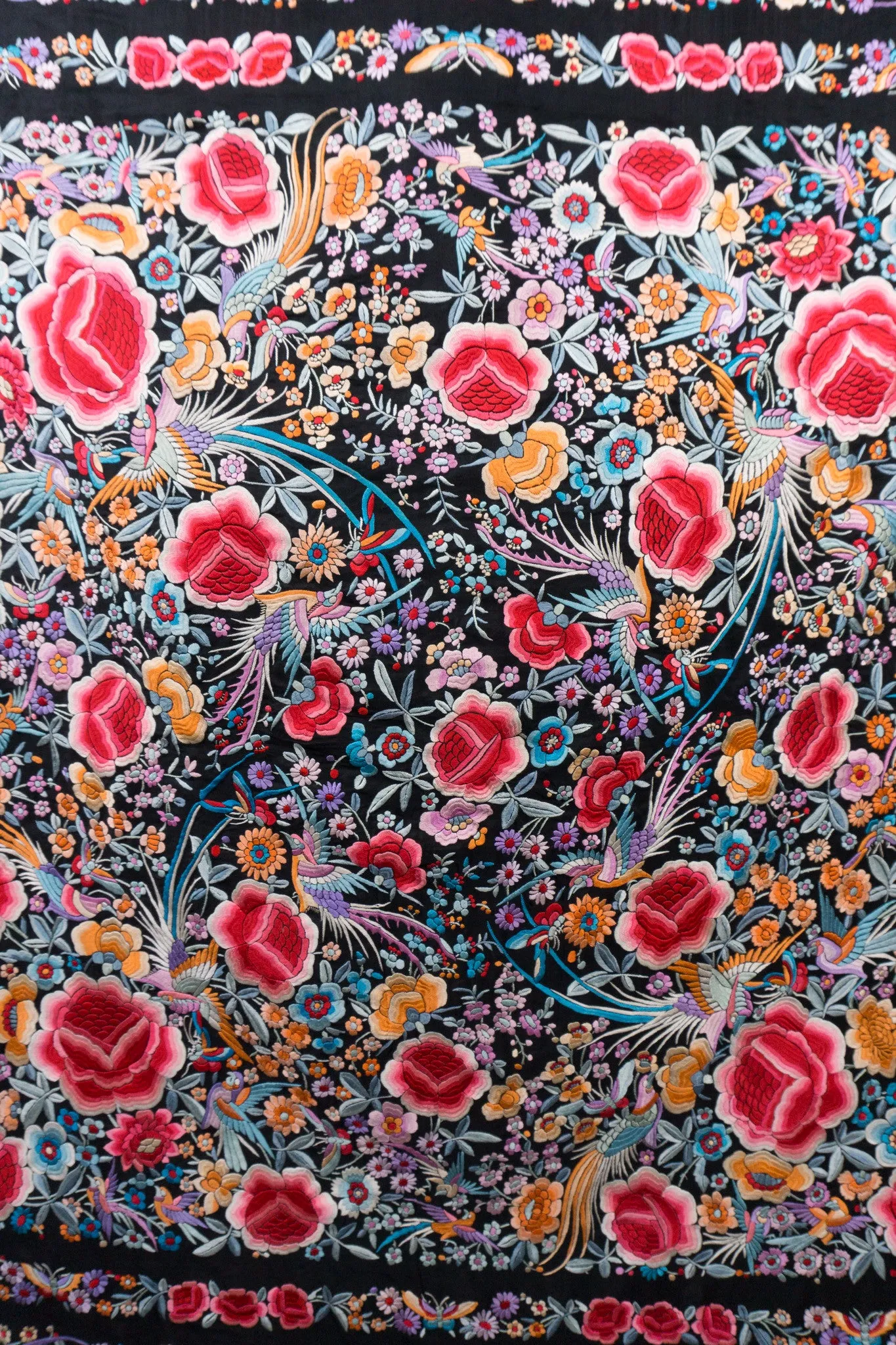 Embroidered Blooms Piano Shawl