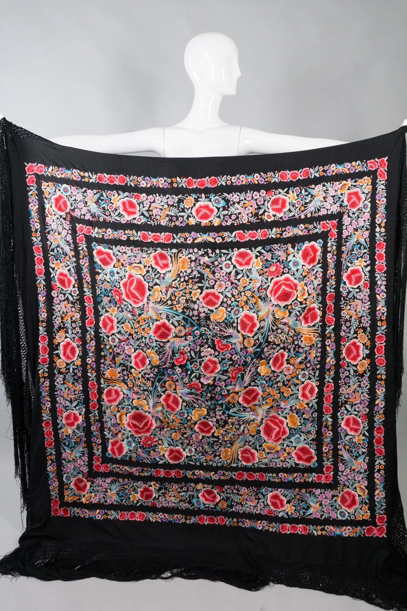 Embroidered Blooms Piano Shawl