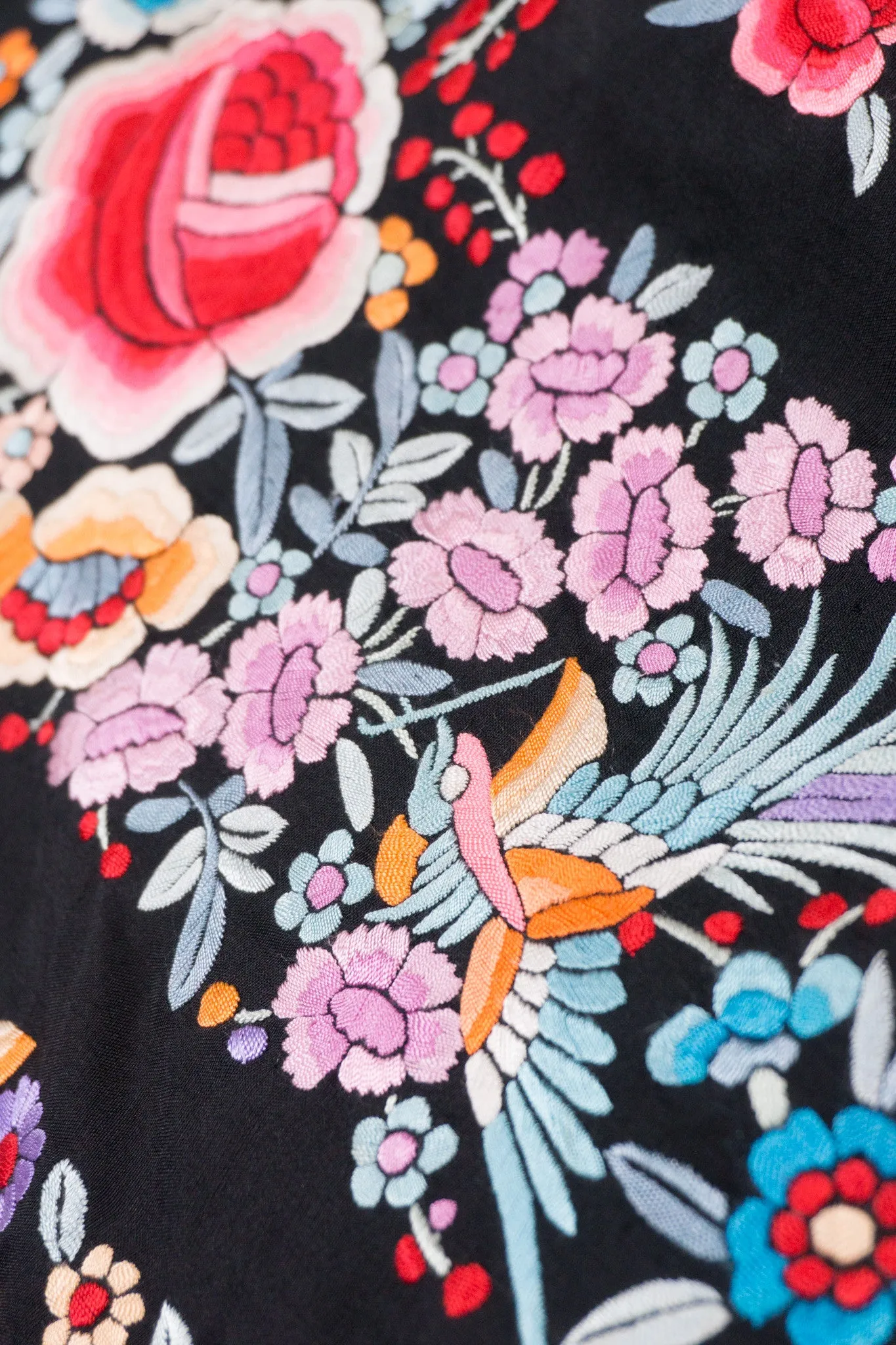 Embroidered Blooms Piano Shawl