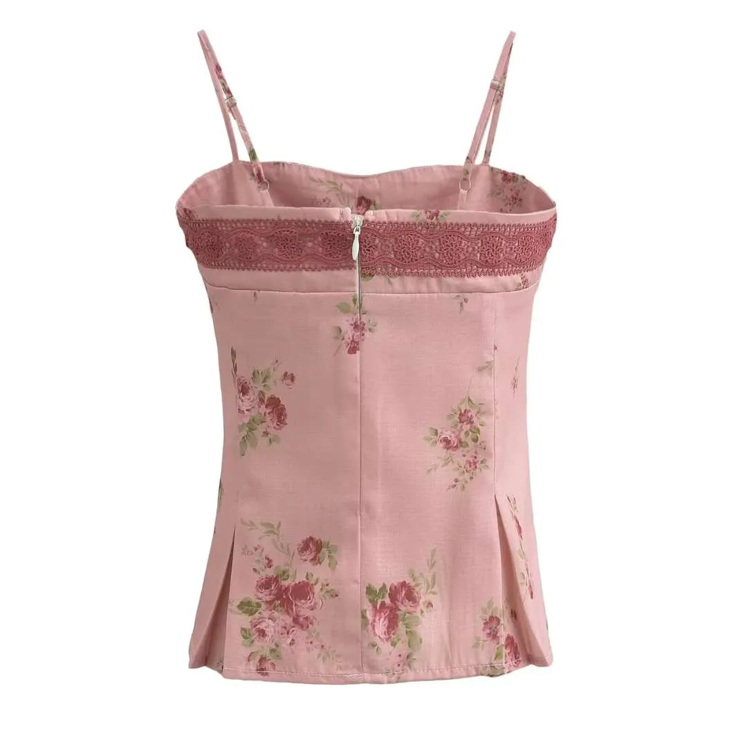 Erinora™ | Floral Pleated Corset Top