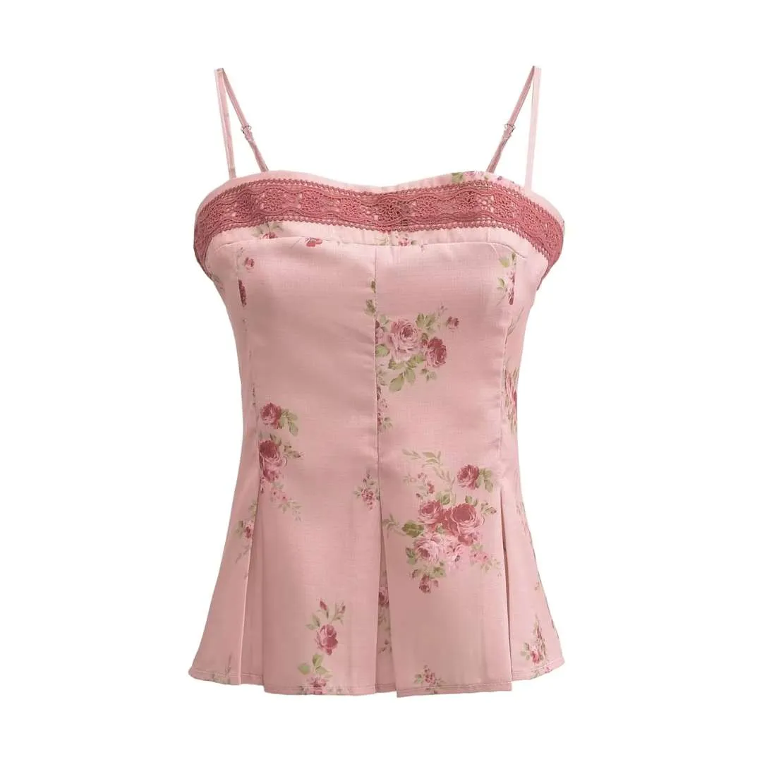 Erinora™ | Floral Pleated Corset Top