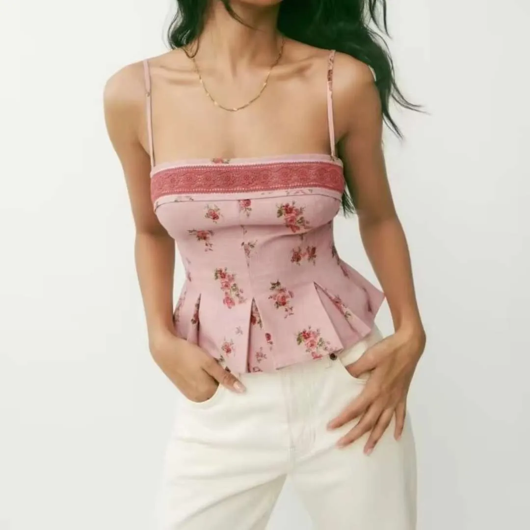 Erinora™ | Floral Pleated Corset Top