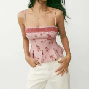 Erinora™ | Floral Pleated Corset Top