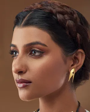 Fashion Jewellery-24K Gold plated Brass-Earring Kavach studs S-Gold-R2024-10-ER-S-Fashion Edit Rumri Jewellery