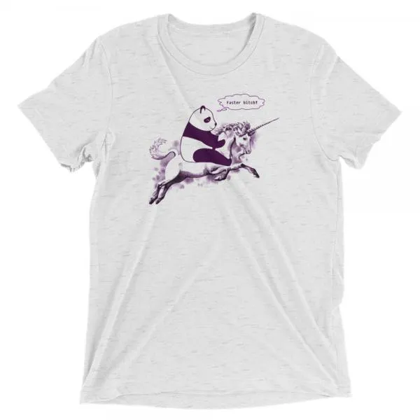 Faster Bitch Funny Panda Unisex Shirt - Ash -