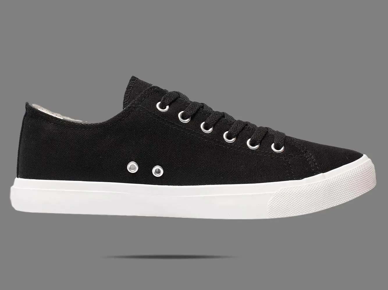 Fear0 Retro Canvas Cushioned Insole Sneakers - Unisex Size - Black/White