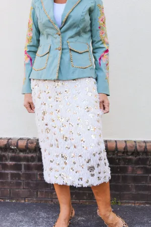 Feather Sequin Skirt