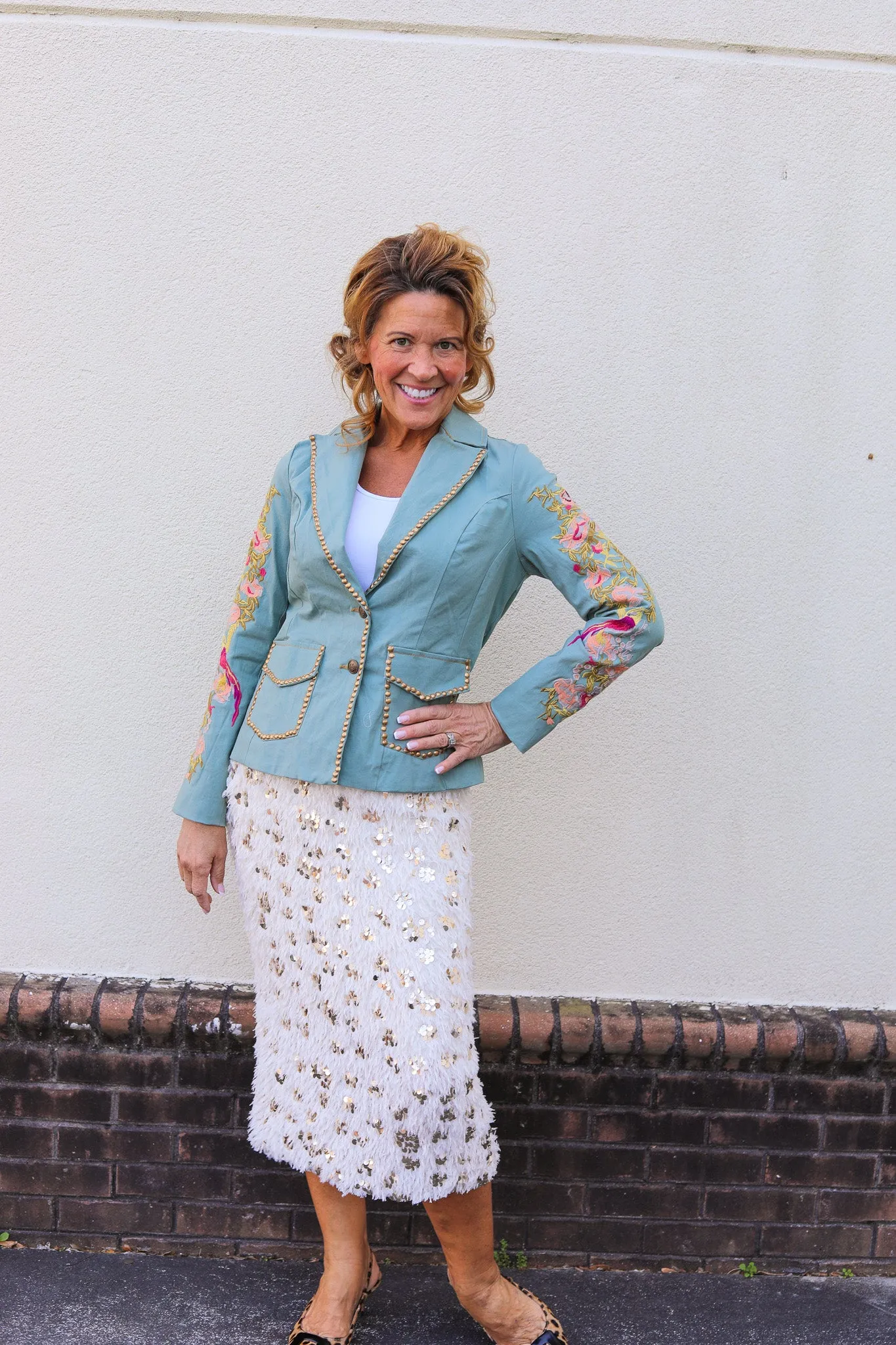 Feather Sequin Skirt