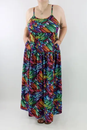 Feather Wild - Strappy Maxi Dress - Pockets