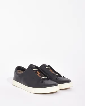 Fendi Black Leather Zucca Rockoclick Slip On Sneakers - 37