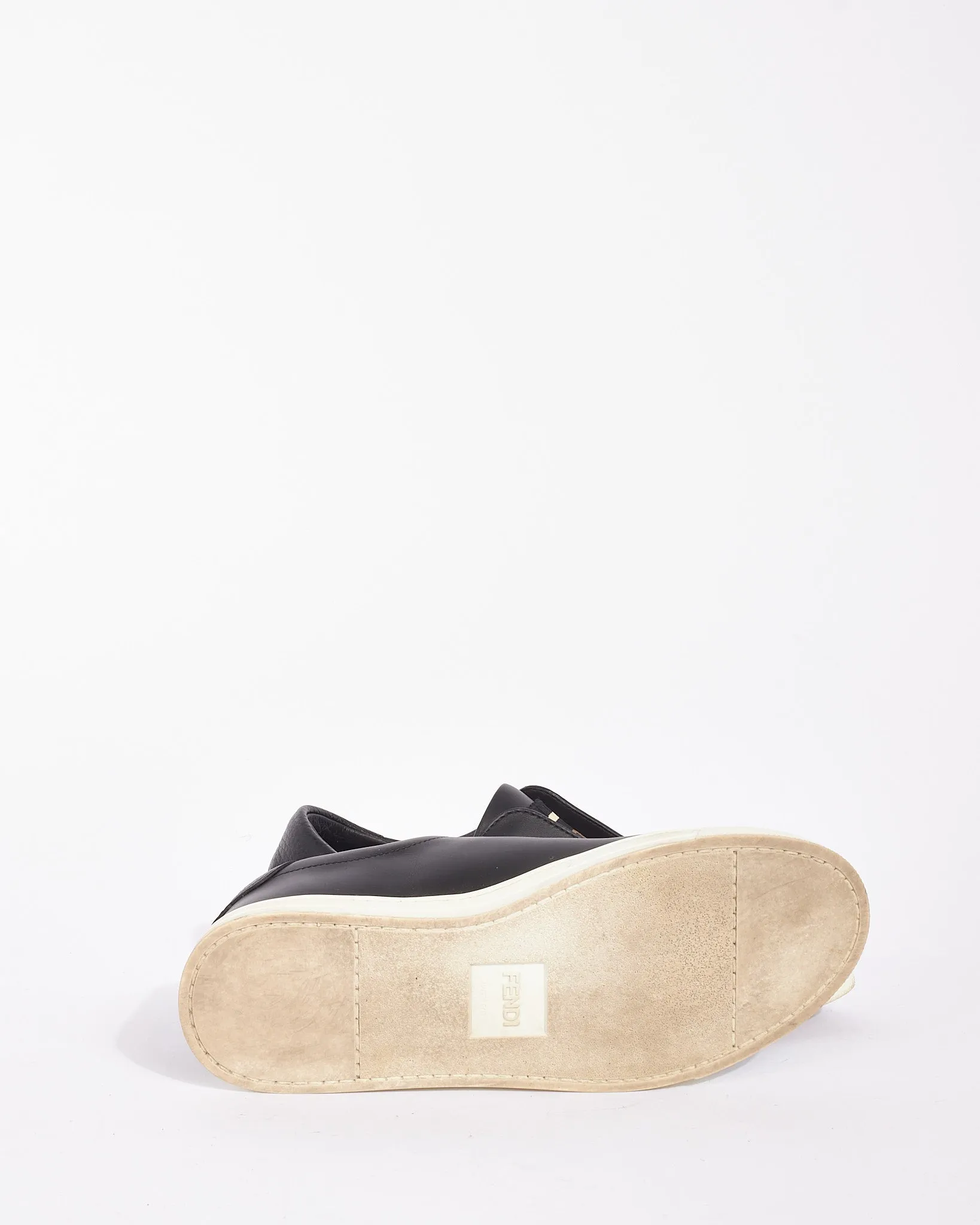 Fendi Black Leather Zucca Rockoclick Slip On Sneakers - 37