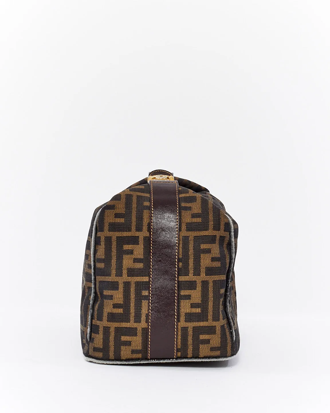 Fendi Vintage Tobacco Zucca Print Canvas Top Handle Pouch