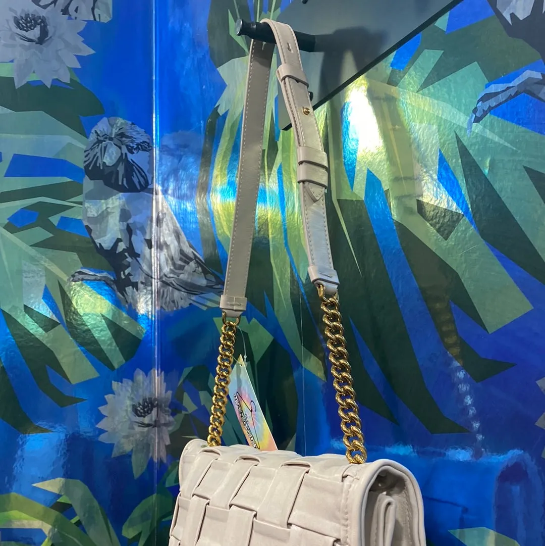 Ferragamo Bone Viva Chain Leather Woven Bag
