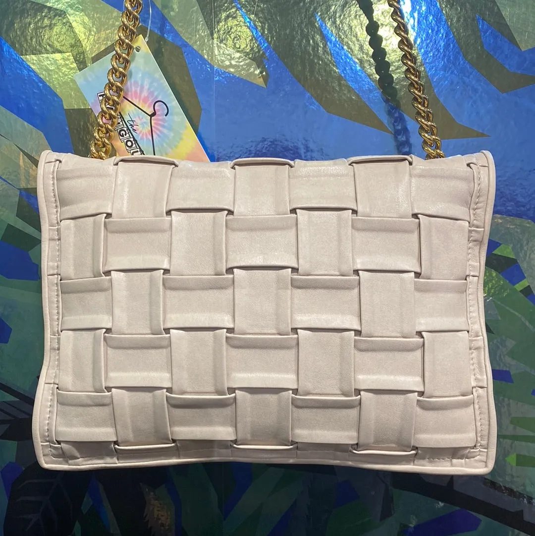 Ferragamo Bone Viva Chain Leather Woven Bag