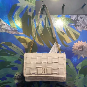 Ferragamo Bone Viva Chain Leather Woven Bag