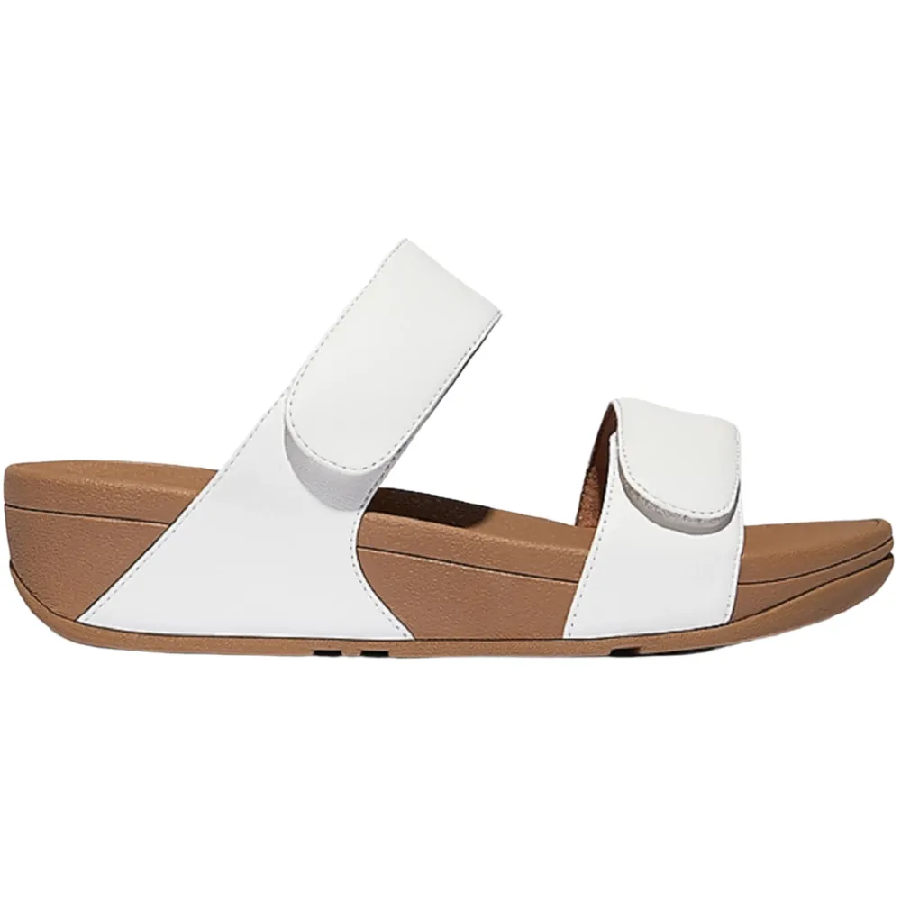 FitFlop Lulu Adjustable Leather Urban White Slides