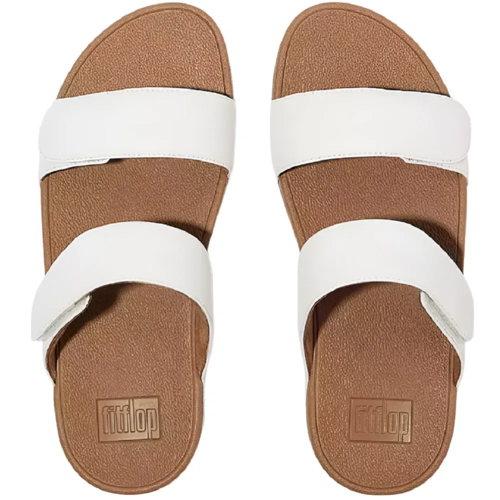 FitFlop Lulu Adjustable Leather Urban White Slides