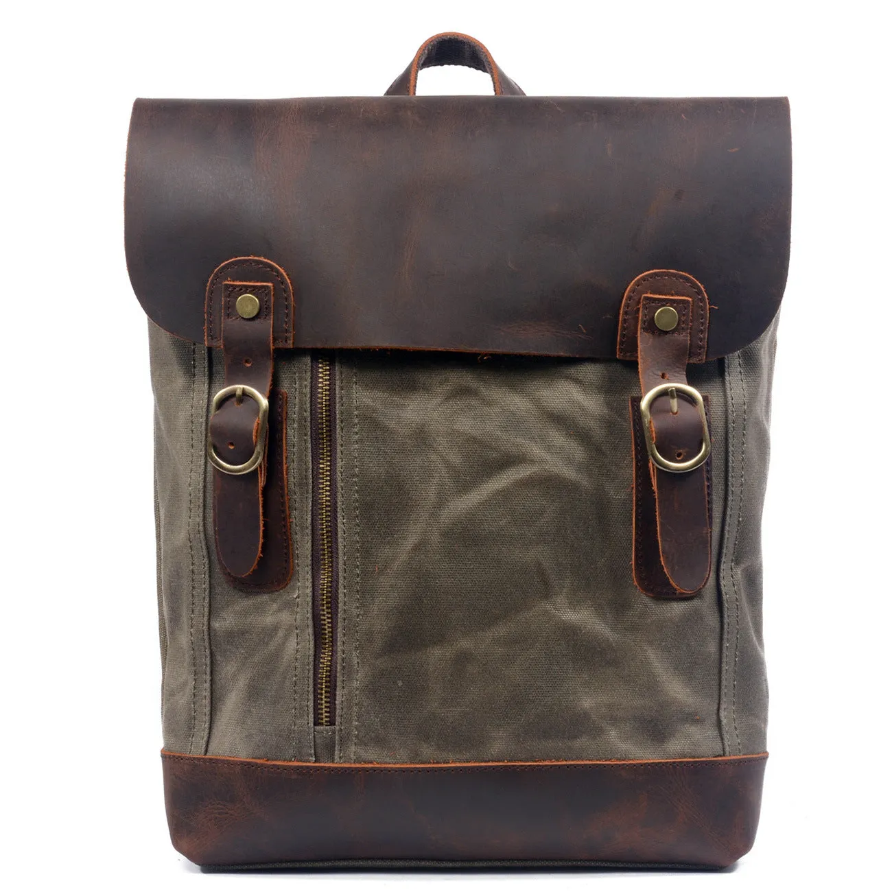 Flash Sale Waterproof Waxed Canvas Leather Backpack Casual Backpack School Backpack Rucksack