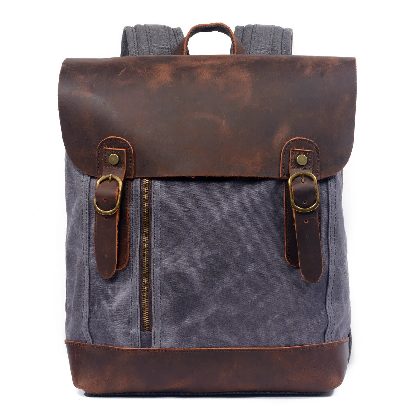 Flash Sale Waterproof Waxed Canvas Leather Backpack Casual Backpack School Backpack Rucksack